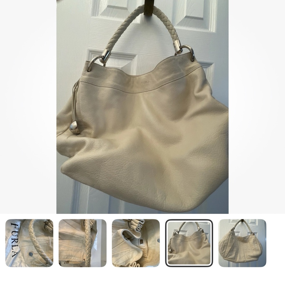 Furla Beige Leather Hobo Bag